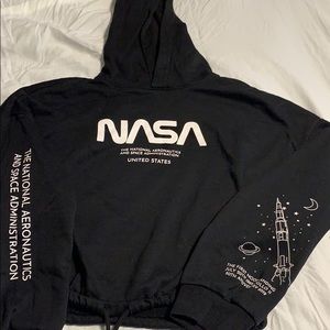 Cropped hoodie drawstring waist